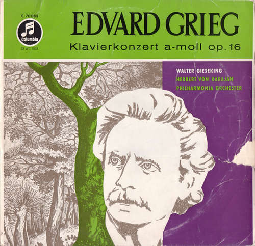 Cover Edvard Grieg, Walter Gieseking, Herbert Von Karajan, Philharmonia Orchester* - Klavierkonzert  A-Moll Op. 16 (10, Mono) Schallplatten Ankauf