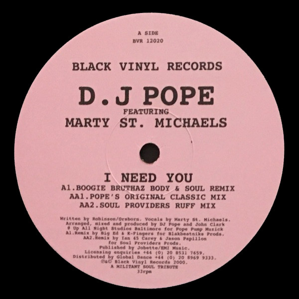 Cover D.J Pope* Featuring Marty St. Michaels - I Need You (12) Schallplatten Ankauf
