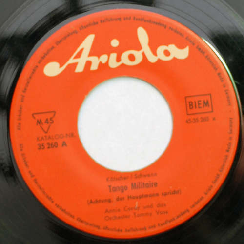 Cover Annie Cordy , Und Das Tommy Voss Und Sein Orchester - Tango Militaire / Cigarettes And Whisky And Cheerio (7, Single) Schallplatten Ankauf