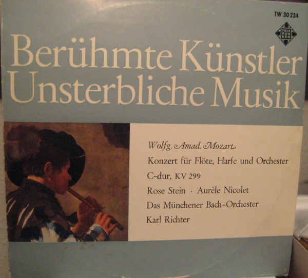 Cover Mozart* - Münchener Bach-Orchester, Aurèle Nicolet, Rose Stein, Karl Richter - Konzert Für Flöte, Harfe Und Orchester C-dur, KV 299 (10, Mono) Schallplatten Ankauf