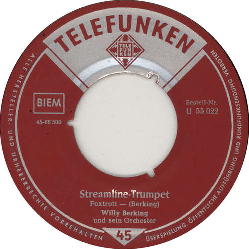 Cover Willy Berking Und Sein Orchester - Streamline-Trumpet / Blues For Drums (7, Single) Schallplatten Ankauf
