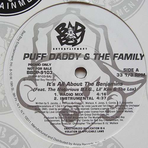 Cover Puff Daddy & The Family - It's All About The Benjamins (12, Promo) Schallplatten Ankauf