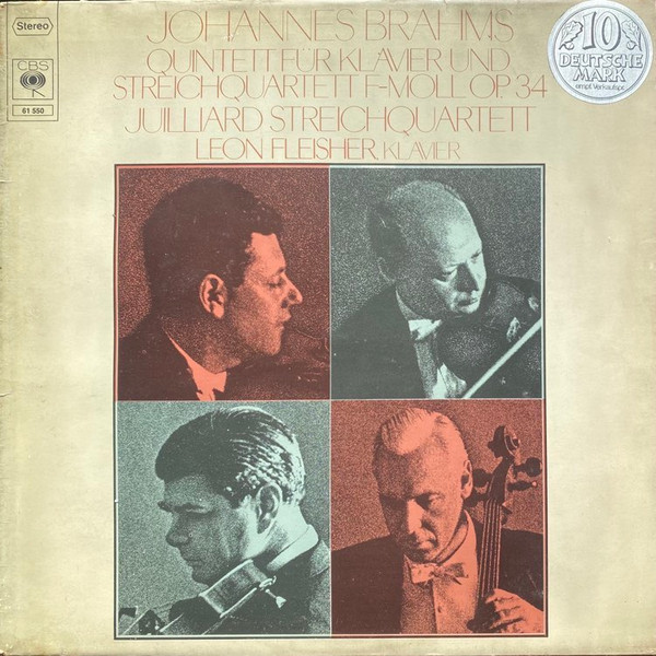 Cover Johannes Brahms - Juilliard Streichquartett* / Leon Fleisher - Quintett Für Klavier Und Streichquartett  F-Moll Op. 34 (LP, Album, RE) Schallplatten Ankauf