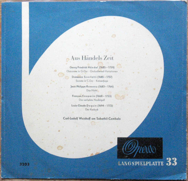 Bild Carl-Ludolf Weishoff - Aus Händels Zeit (10, Mono, Club) Schallplatten Ankauf