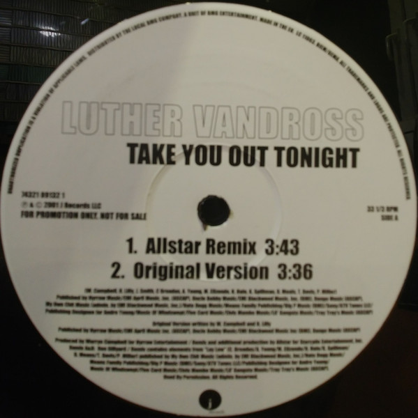 Cover Luther Vandross - Take You Out Tonight (12, Promo) Schallplatten Ankauf