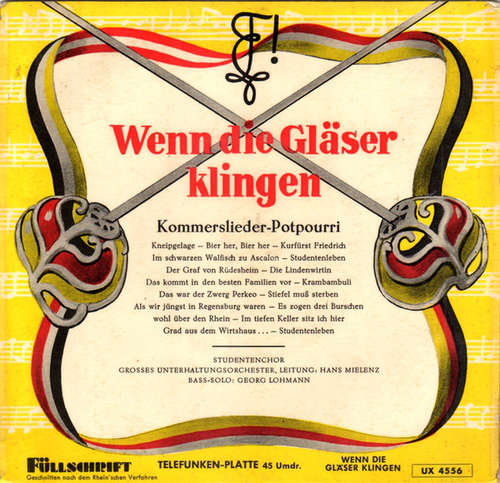 Cover Studentenchor Und Großes Unterhaltungsorchester - Wenn Die Gläser Klingen - Kommerslieder-Potpourri (7, EP) Schallplatten Ankauf