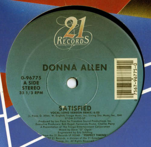 Cover Donna Allen - Satisfied (12, Single) Schallplatten Ankauf