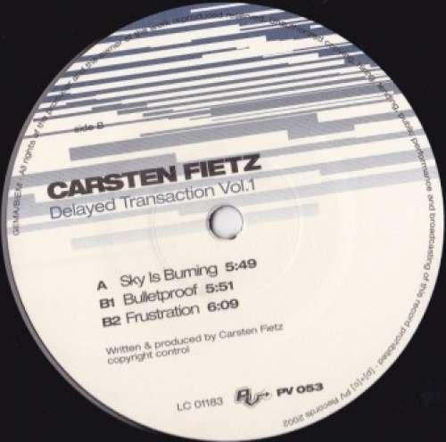 Cover Carsten Fietz - Delayed Transaction Vol.1 (12) Schallplatten Ankauf