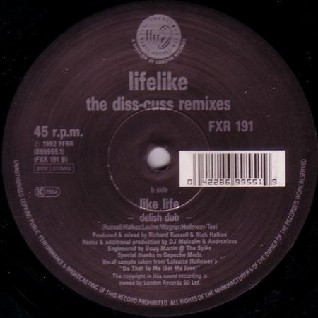 Cover Lifelike (2) - Like Life (The Diss-Cuss Remixes) (12) Schallplatten Ankauf