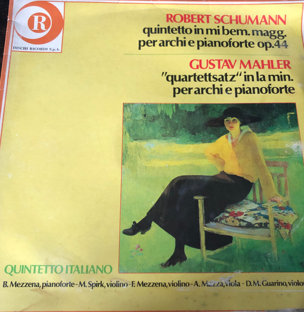 Cover Quintetto Italiano - Robert Schumann, quintetto in mi bem. megg, per archi e pinaoforte op. 44, Gustav Mahler, quartettsatz in la min. per archi e pianoforte (LP, Album) Schallplatten Ankauf