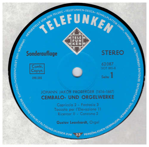 Cover Johann Jakob Froberger, Gustav Leonhardt - Cembalo- Und Orgelwerke (LP) Schallplatten Ankauf