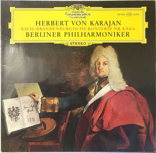 Cover Johann Sebastian Bach - Herbert Von Karajan, Berliner Philharmoniker - Bach: Brandenburgische Konzerte Nr. 4, 5 & 6 (LP, Album, RE) Schallplatten Ankauf