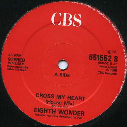 Cover Eighth Wonder - Cross My Heart (House Mix) (12) Schallplatten Ankauf