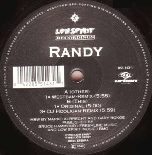 Cover Mark 'Oh - Randy (Never Stop That Feeling) (12) Schallplatten Ankauf