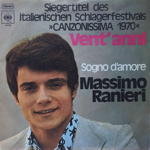 Cover Massimo Ranieri - Vent' Anni / Sogno D'Amore (7, Single) Schallplatten Ankauf