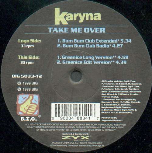 Cover Karyna - Take Me Over (12) Schallplatten Ankauf