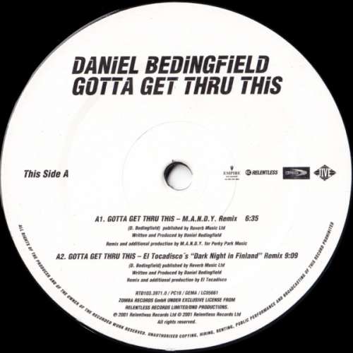 Cover Daniel Bedingfield - Gotta Get Thru This (12) Schallplatten Ankauf