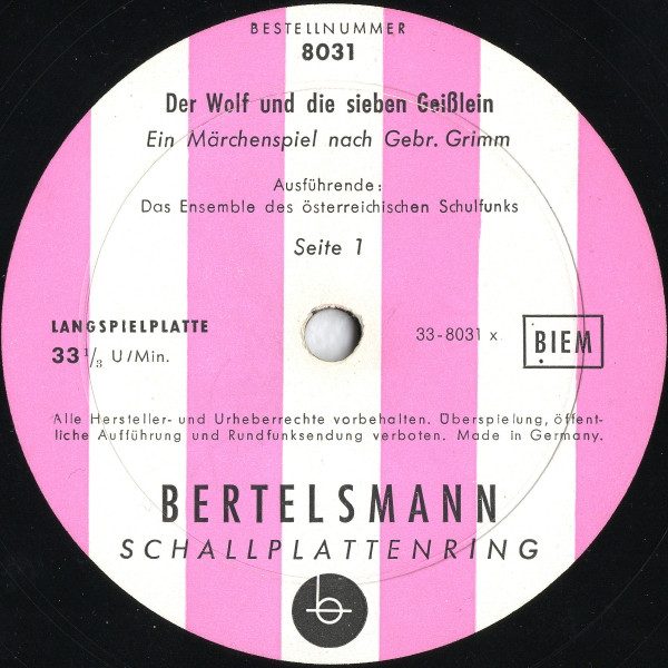 Cover Das Ensemble Des Österreichischen Schulfunks* - Der Wolf Und Die Sieben Geißlein (Ein Märchenspiel Nach Gebr. Grimm) (10, Mono, Club) Schallplatten Ankauf
