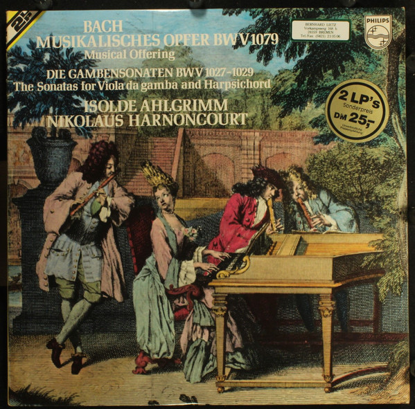 Cover Bach*, Isolde Ahlgrimm, Nikolaus Harnoncourt - Musikalisches Opfer BWV 1079 | Die Gambesonaten BWV 1027-1029 (2xLP, RE) Schallplatten Ankauf
