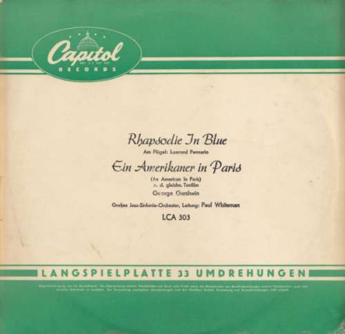 Bild Großes Jazz-Sinfonie-Orchester* , Leitung: Paul Whiteman - Rhapsodie In Blue / Ein Amerikaner In Paris (10, Album) Schallplatten Ankauf