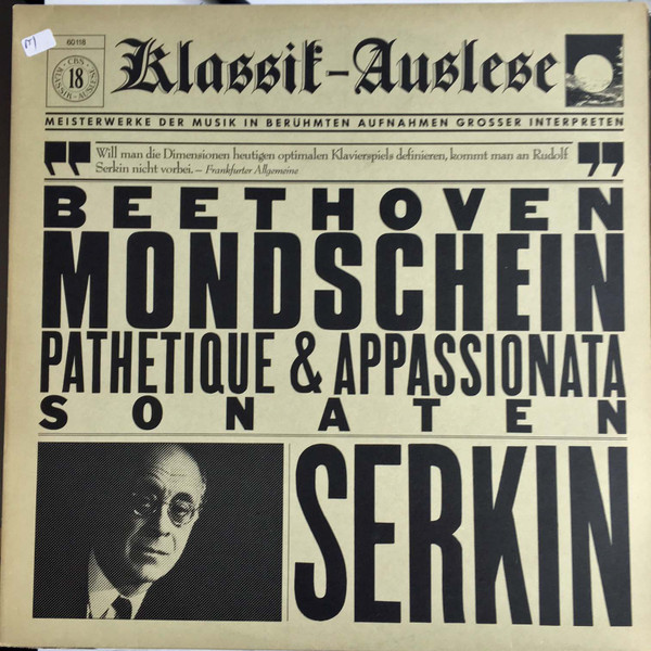 Bild Ludwig van Beethoven, Rudolf Serkin - Beethoven Mondschein Pathetique & Appassionata Sonaten (LP) Schallplatten Ankauf