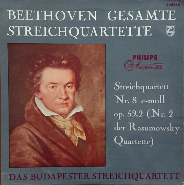 Cover Das Budapester Streichquartett*, Ludwig van Beethoven - Beethoven Gesamte Streichquartette - Streichquartett Nr. 8 E-Moll Op. 59,2 (Nr. 2 Der Rasumowsky-Quartette) (10, Mono) Schallplatten Ankauf