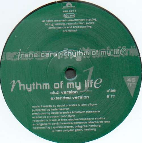 Cover Irene Cara - Rhythm Of My Life (12) Schallplatten Ankauf