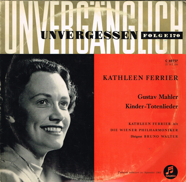 Cover Kathleen Ferrier / Gustav Mahler / Die Wiener Philharmoniker* / Dirigent Bruno Walter - Kinder-Totenlieder (10, Mono, RM) Schallplatten Ankauf
