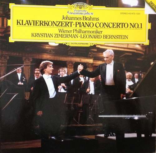 Cover Johannes Brahms – Wiener Philharmoniker, Krystian Zimerman · Leonard Bernstein - Klavierkonzert = Piano Concert No. 1 (LP) Schallplatten Ankauf