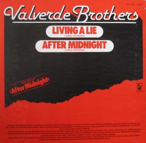 Cover Valverde Brothers - Living A Lie / After Midnight (12, Maxi) Schallplatten Ankauf
