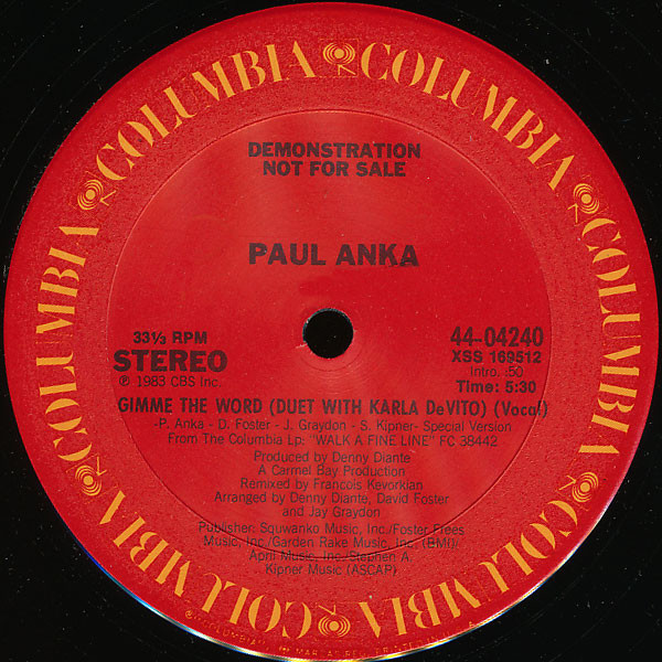 Bild Paul Anka - Gimme The Word (12, Single, Promo) Schallplatten Ankauf