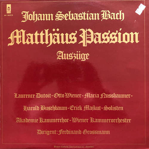 Cover Johann Sebastian Bach - Matthäus Passion - Auszüge (LP, Album) Schallplatten Ankauf