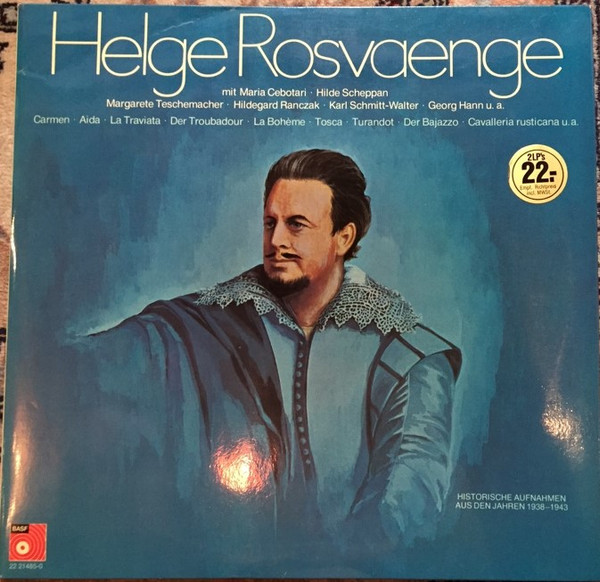 Cover Helge Rosvaenge* - Helge Rosvaenge - Historische Aufnahmen aus den Jahren 1938-1943 (2xLP, Comp, Mono, Gat) Schallplatten Ankauf