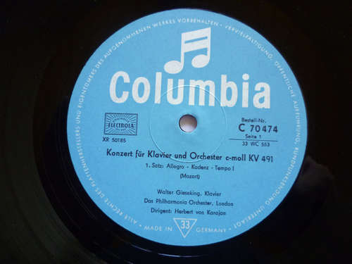 Cover Wolfgang Amadeus Mozart - Walter Gieseking, Das Philharmonia Orchester London*, Herbert von Karajan - Konzert Für Klavier Und Orchester C-Moll KV 491 (10) Schallplatten Ankauf