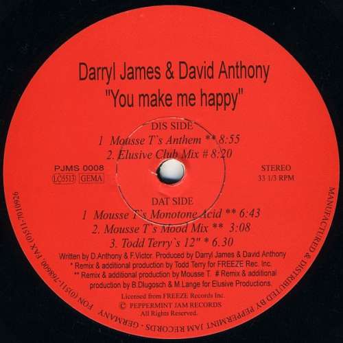 Cover Darryl James & David Anthony - You Make Me Happy (12) Schallplatten Ankauf