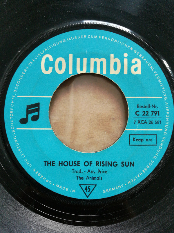 Cover The Animals - The House Of The Rising Sun (7, Single, Mono) Schallplatten Ankauf