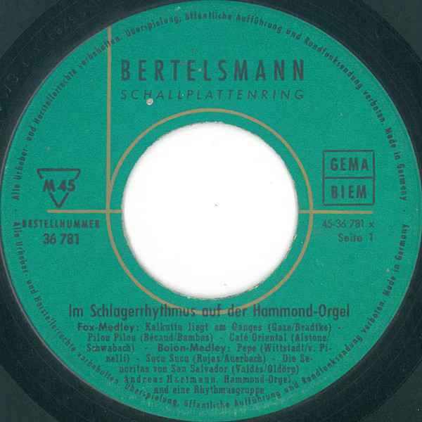 Bild Andreas Hartmann Und Eine Rhythmusgruppe* - Im Schlagerrhythmus Auf Der Hammond-Orgel (7, Single) Schallplatten Ankauf