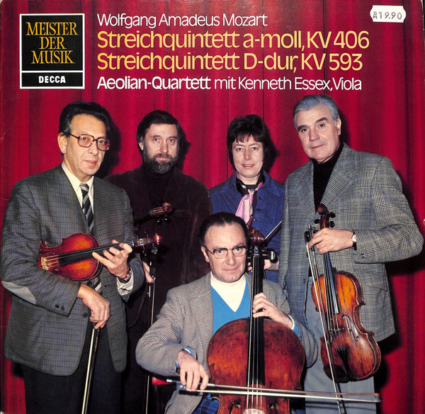 Cover Wolfgang Amadeus Mozart, Aeolian-Quartett* Mit Kenneth Essex (2) - Streichquintett A-moll, KV 406 / Streichquintett D-dur, KV 593 (LP) Schallplatten Ankauf