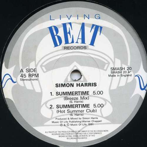Cover Simon Harris - Summertime (12) Schallplatten Ankauf