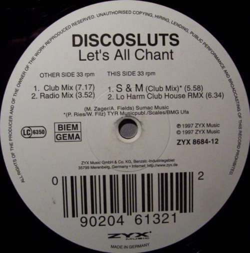Cover Discosluts - Let's All Chant (12) Schallplatten Ankauf