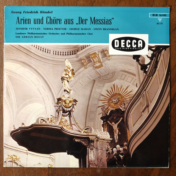 Cover Georg Friedrich Händel, The London Philharmonic Orchestra, The London Philharmonic Choir, Sir Adrian Boult - Messias (LP, Mono) Schallplatten Ankauf