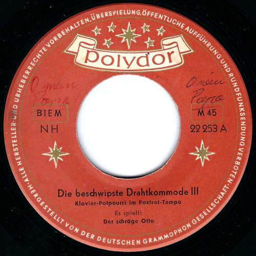 Cover Der Schräge Otto - Die Beschwipste Drahtkommode III (Klavier-Potpourri Im Foxtrot-Tempo) (7) Schallplatten Ankauf