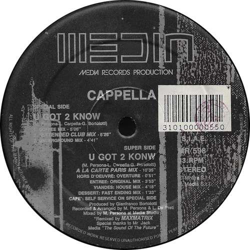 Cover Cappella - U Got 2 Know (12, Bla) Schallplatten Ankauf