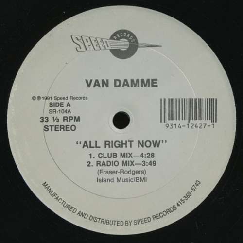 Cover Van Damme - All Right Now (12) Schallplatten Ankauf