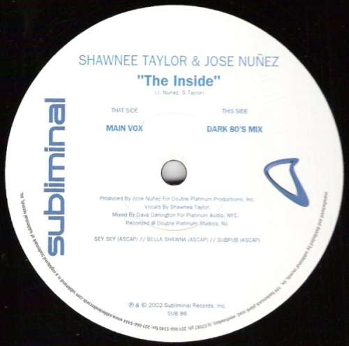 Cover Shawnee Taylor & Jose Nuñez - The Inside (12) Schallplatten Ankauf