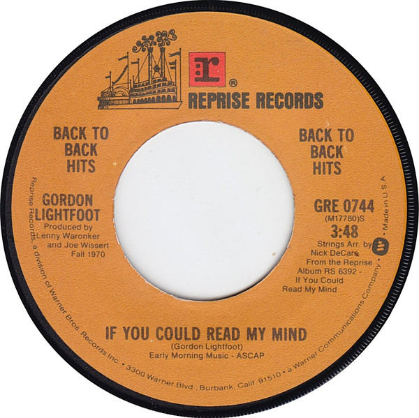Cover Gordon Lightfoot - If You Could Read My Mind / Me And Bobby McGee (7, Single, Mono, Jac) Schallplatten Ankauf
