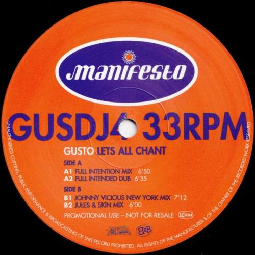 Cover Gusto - Let's All Chant (12, Promo) Schallplatten Ankauf
