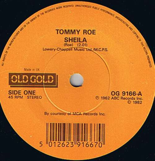 Cover Tommy Roe - Sheila / Dizzy (7) Schallplatten Ankauf