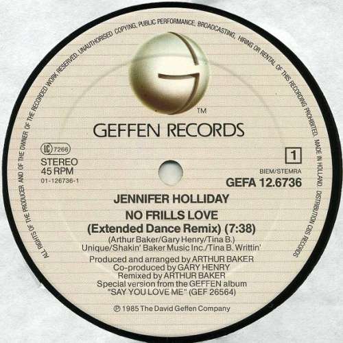 Cover Jennifer Holliday - No Frills Love (Remix And Dub Version) (12, Maxi) Schallplatten Ankauf