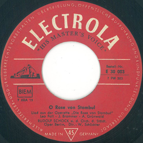 Bild Rudolf Schock - O Rose Von Stambul / Leise Erklingen Glocken Vom Campanile (7, Mono, RP) Schallplatten Ankauf